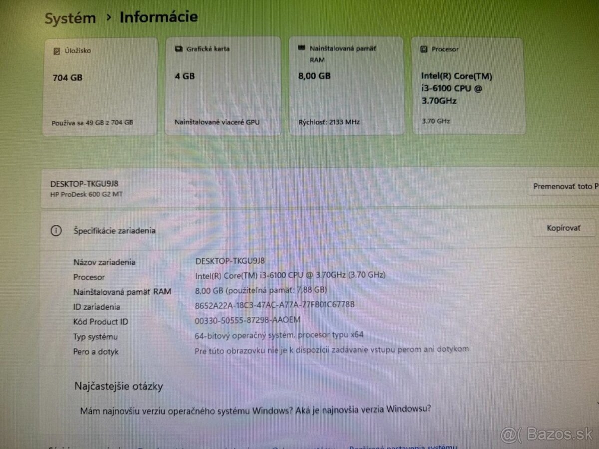 Počítač i3-6100 / RX 560 4GB / 8GB / SSD + HDD - 7