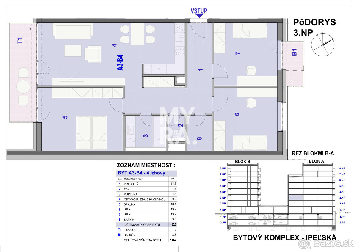 4 izbový byt, 111,90m2 - BYTOVÝ DOM IPEĽSKÁ - NOVOSTAVBA - 7