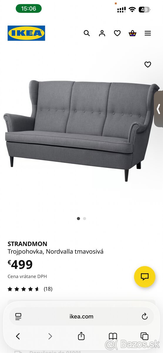 Ikea trojpohovka STRANDMON ušiak - 7