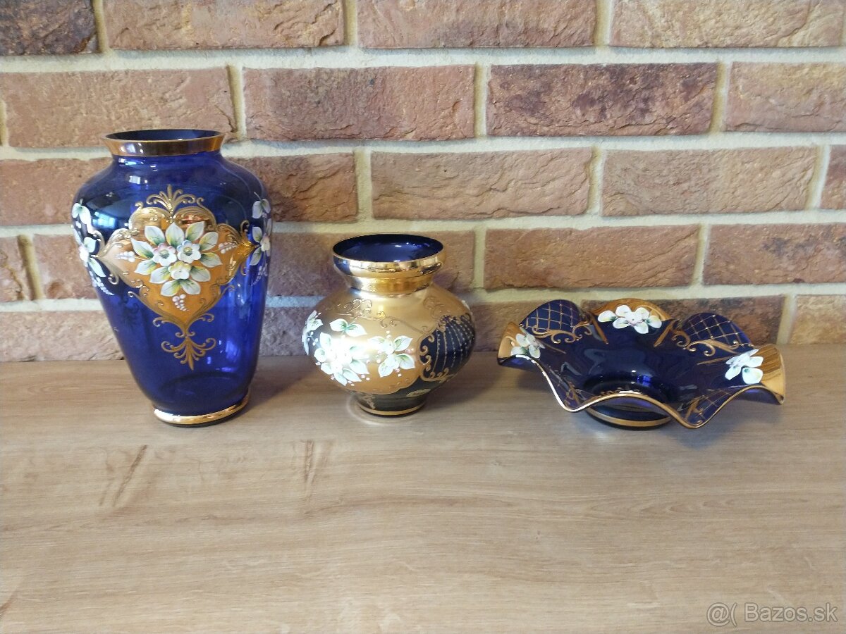 borské sklo,misa, váza, svietnik, popolník,flakón,napoleonky - 7