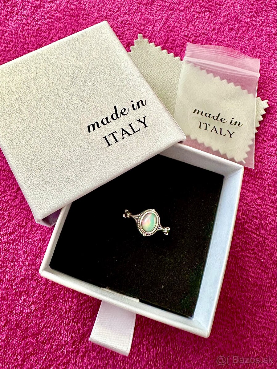 Nový strieborný vintage prsteň s opálom - 7