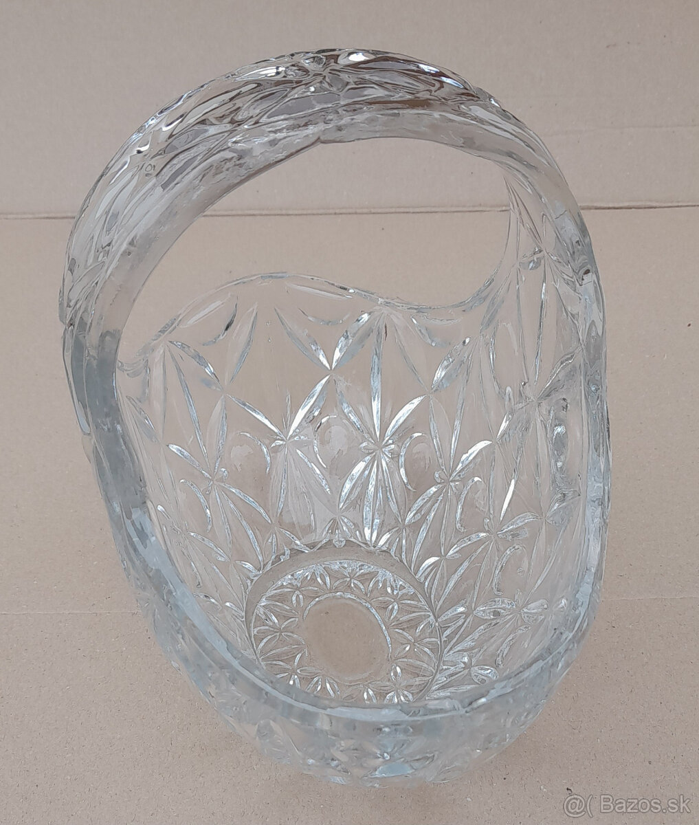 Misa na ovocie, retro brúsený košík, svietnik, solnička - 7