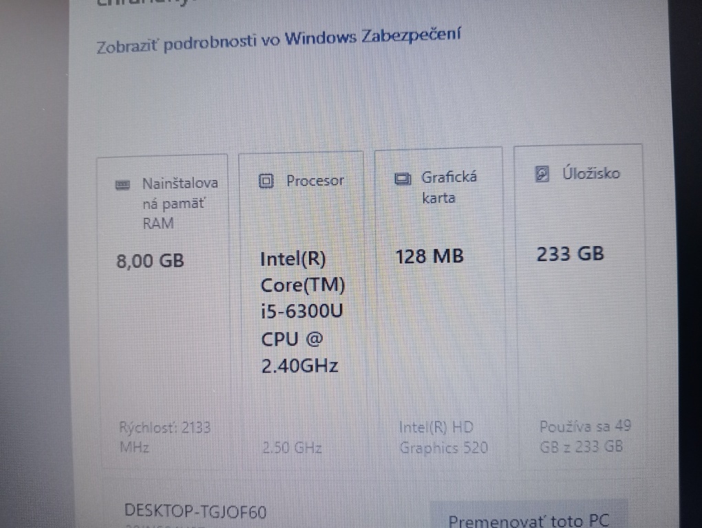 predám Lenovo Thinkpad t470 / Intel core i5 / 256gb ssd - 7