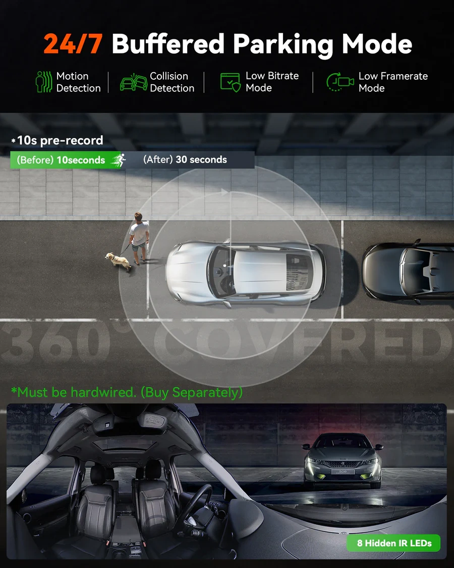 VanTrue E360 Dashcam 5.2K Panorama - palubná kamera - 7