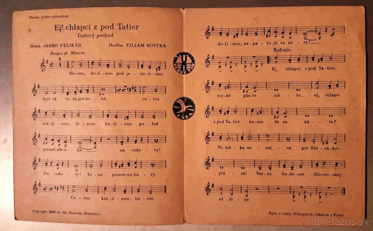 Slovenský štat- predám dobove noty-piesne,rozne..Pochody HG, - 7