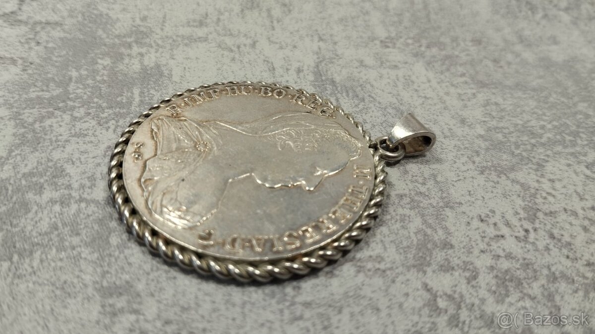 Velká stříbrná mince - tolar Marie Terezie privesok - 7