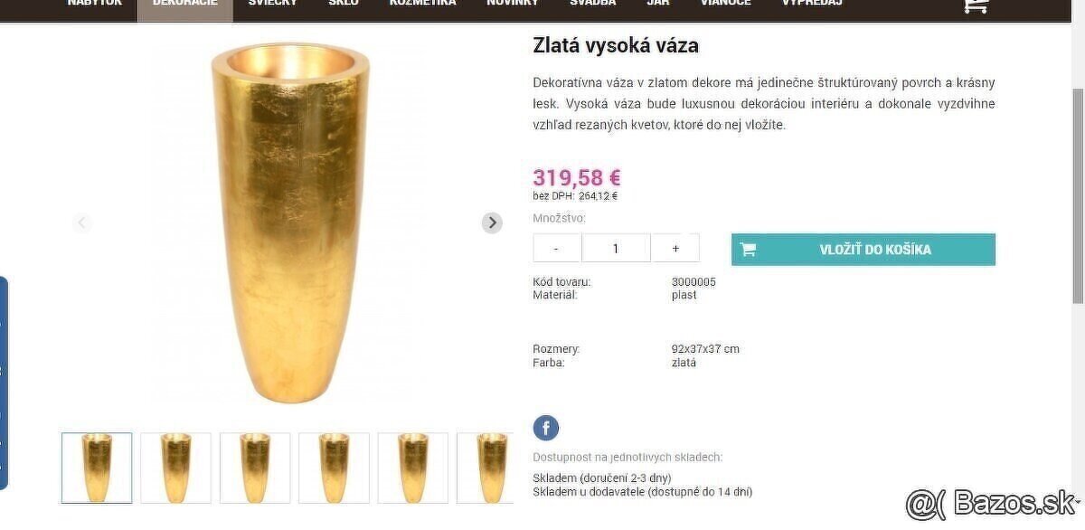 luxusna zlata vaza 95cm - 50% - 7