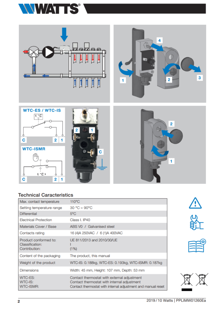 Kontaktný príložný termostat so zástrčkou Watts WTC-ES P2869 - 7