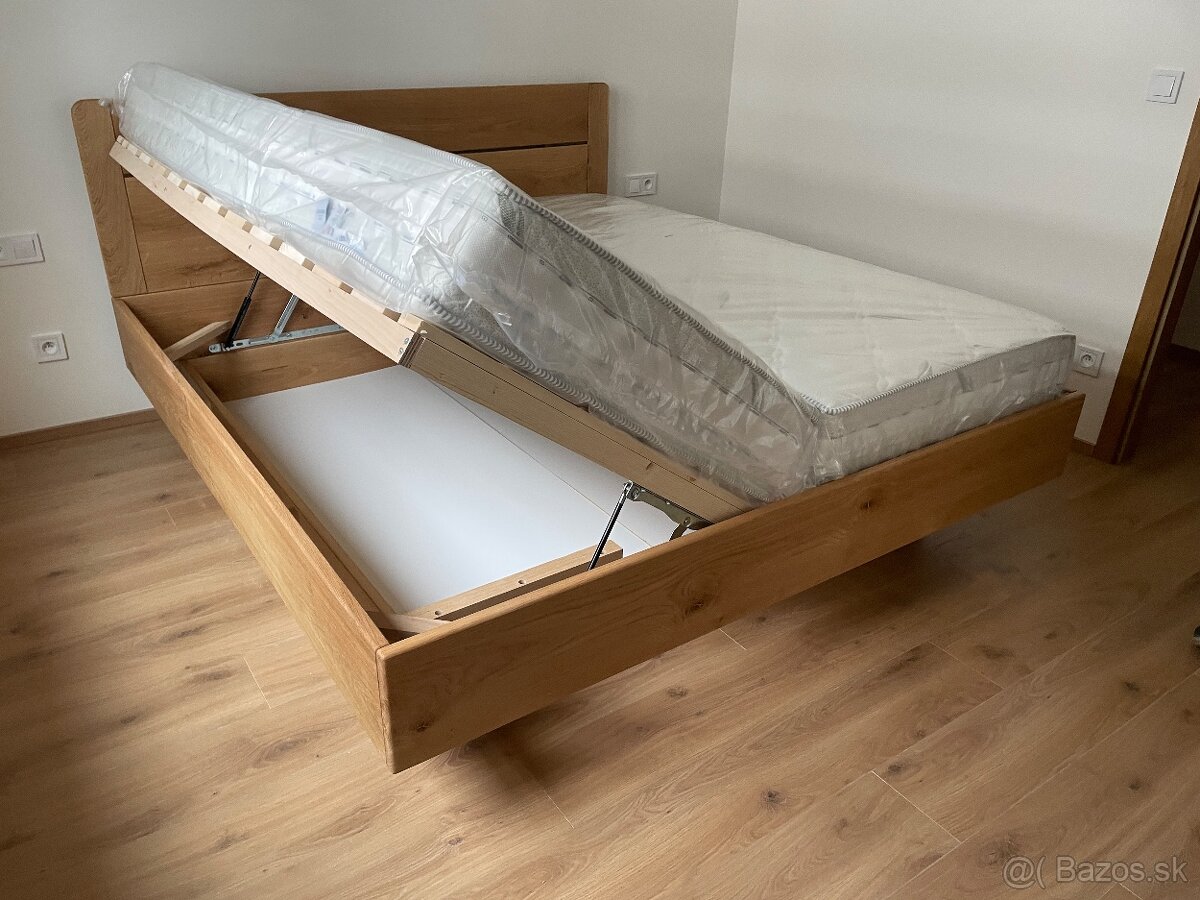 Dubová posteľ s úložným priestorom - levitujúci dizajn - 7
