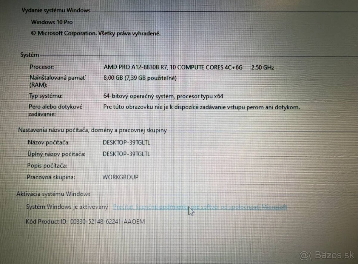 Notebook Lenovo A475 / AMD A12 / 8GB RAM / SSD / Win10 Pro - 7