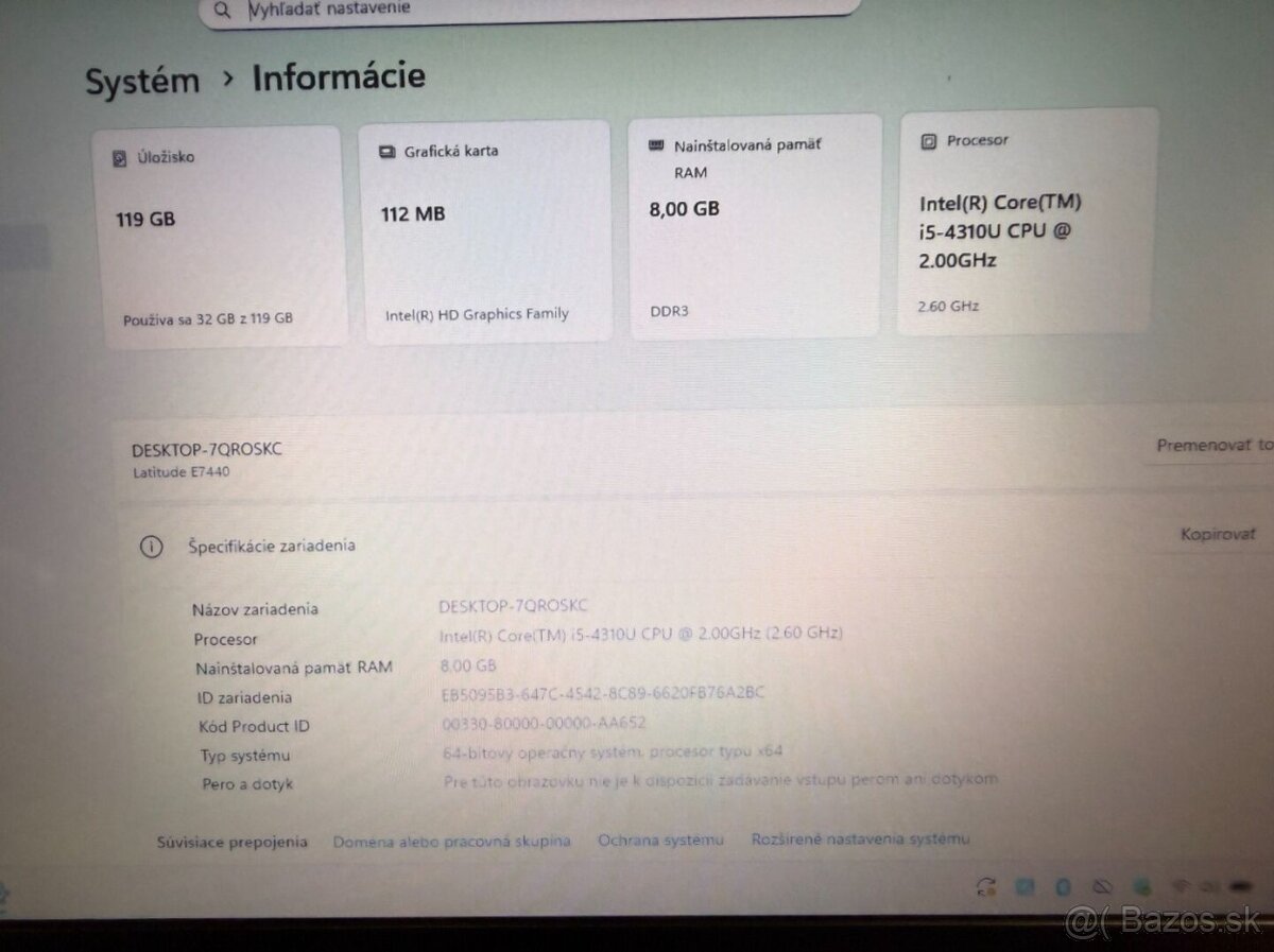 Dell Latitude E7440 / i5 / 8GB RAM / SSD / Win 11 Pro - 7