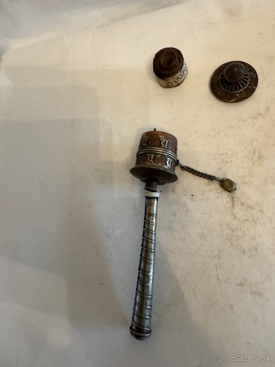 Starožitný strieborný budhistický modlitebný mlynček - 7