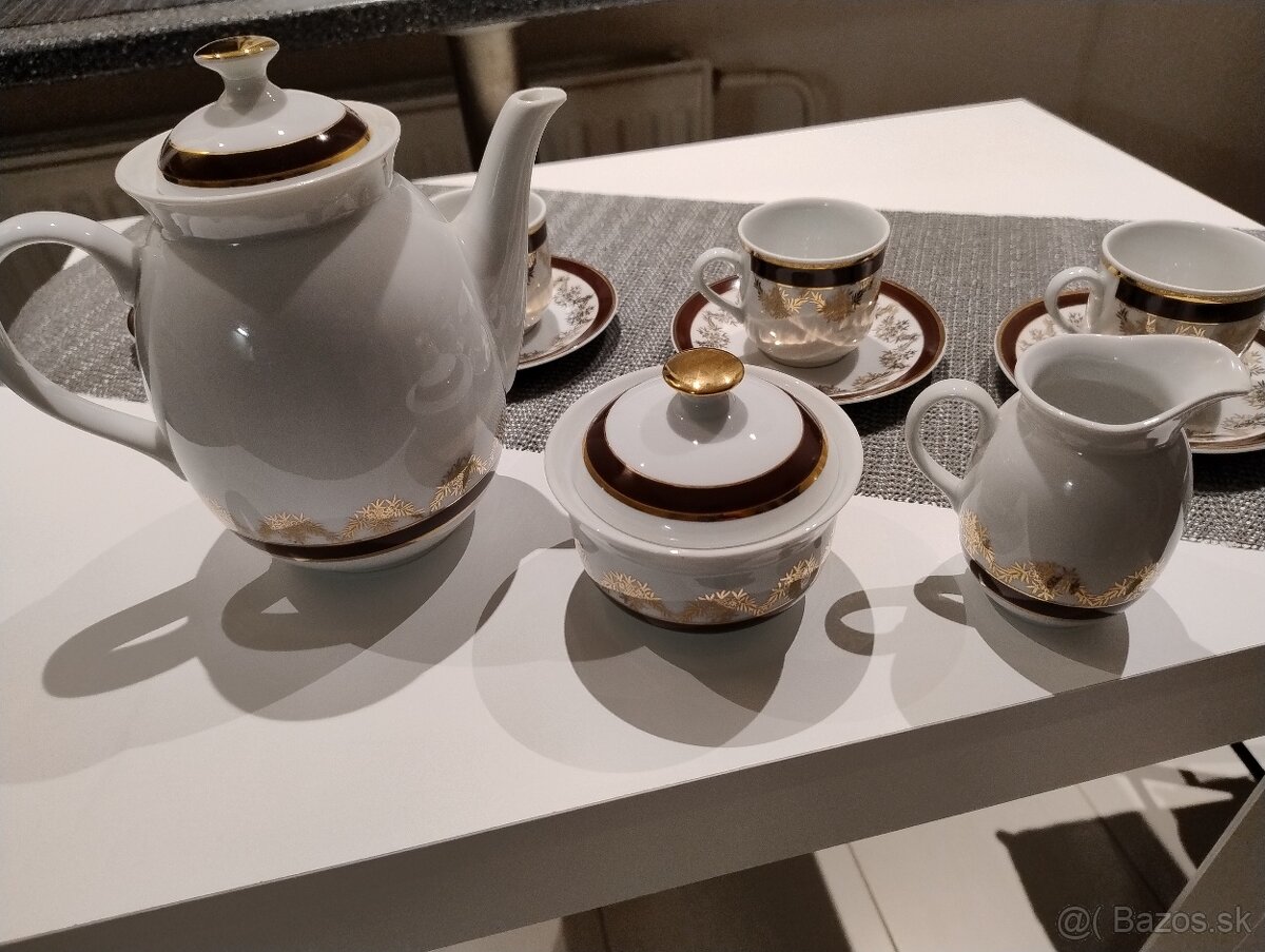 Czechoslovakia ručný práca šálky čajník cukrovnička - 7