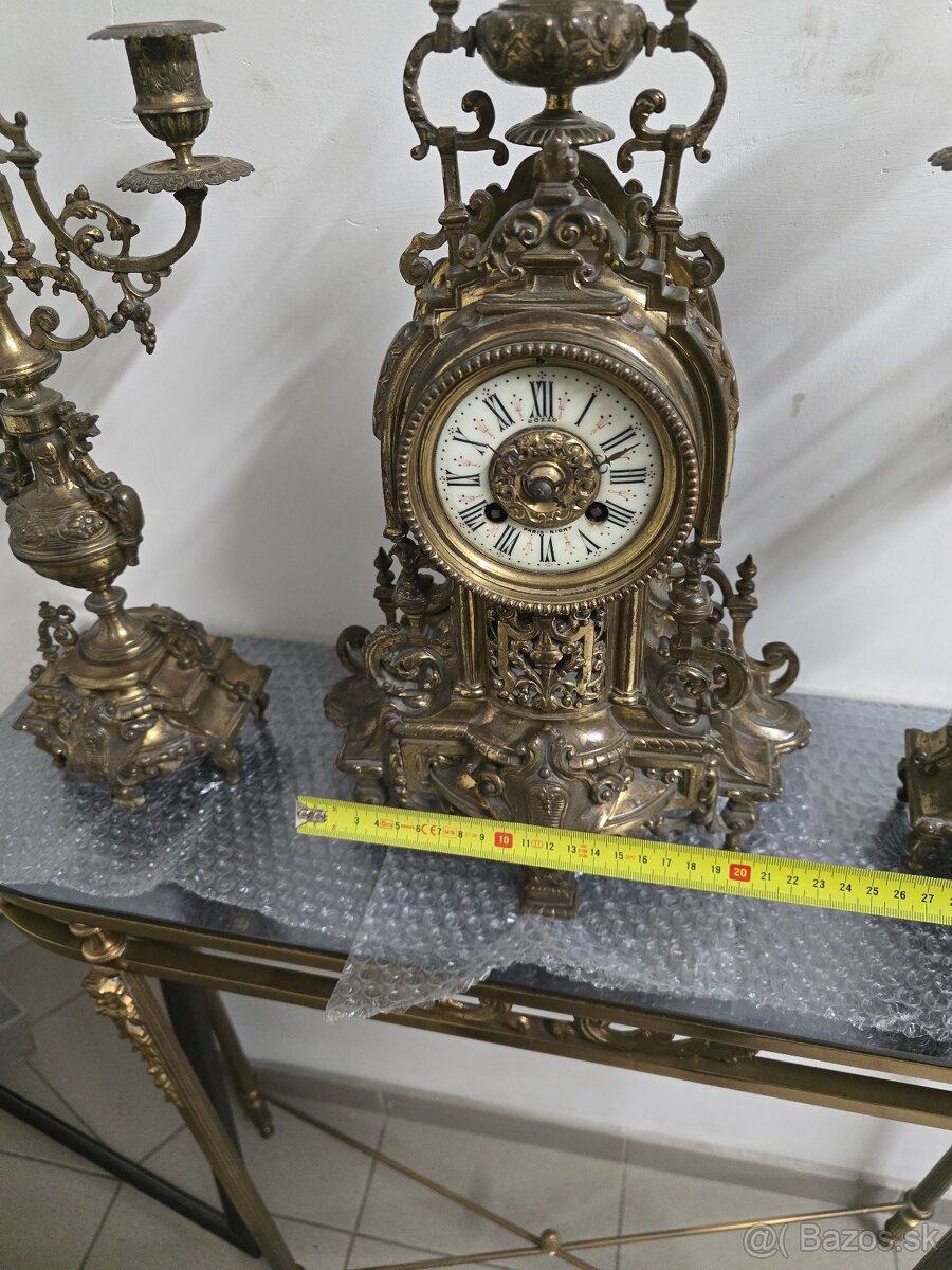 Starožitné krbove hodiny a svietniky.... - 7