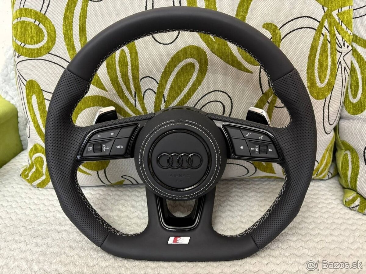 AUDI KOŽENÝ EXCLUSIVE VOLANT +AIRBAG+F1 PADLA BIELA/ČIERNA - 7