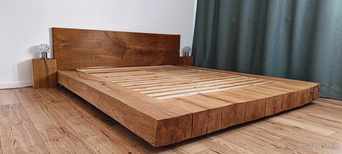 Manželská posteľ, masív dub - 7