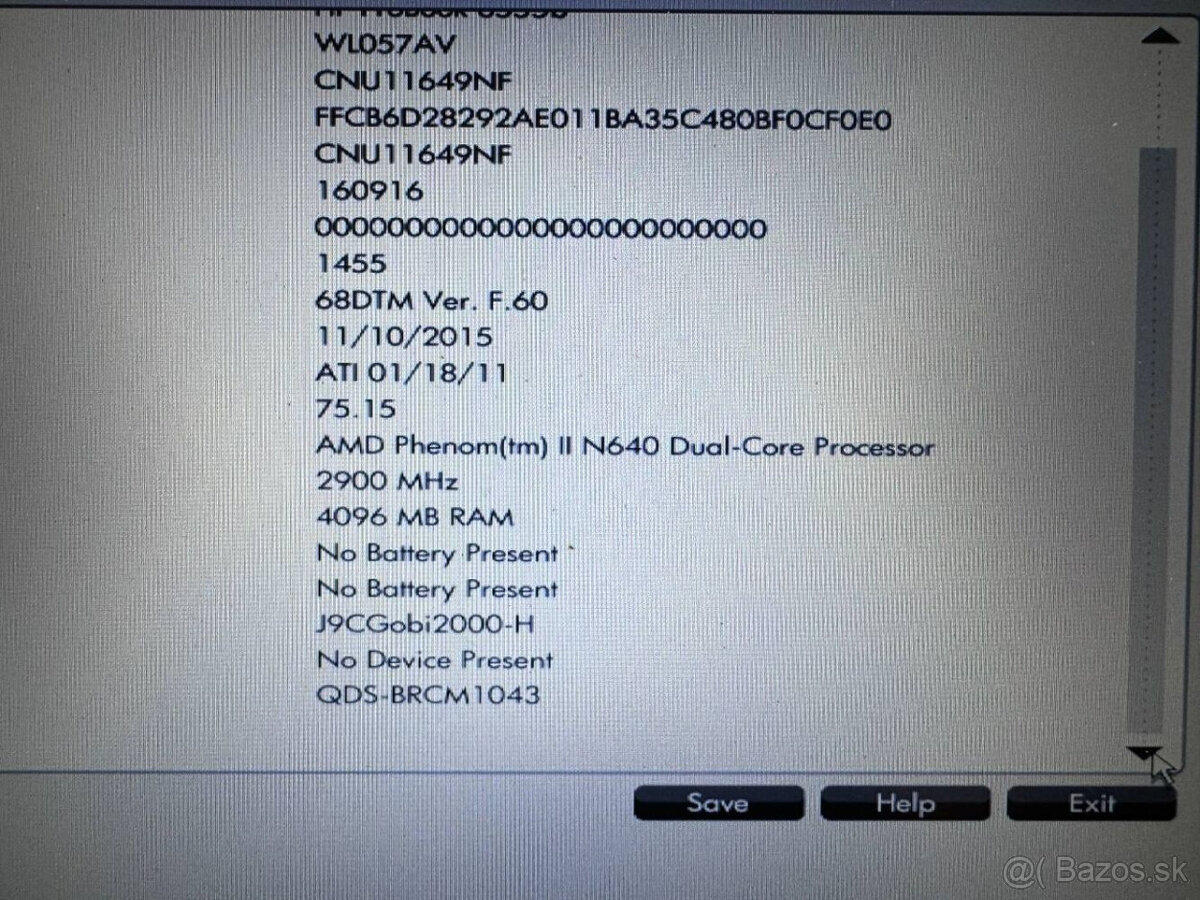 Predám pokazený notebook na náhradné diely zn.HP 6555b. - 7