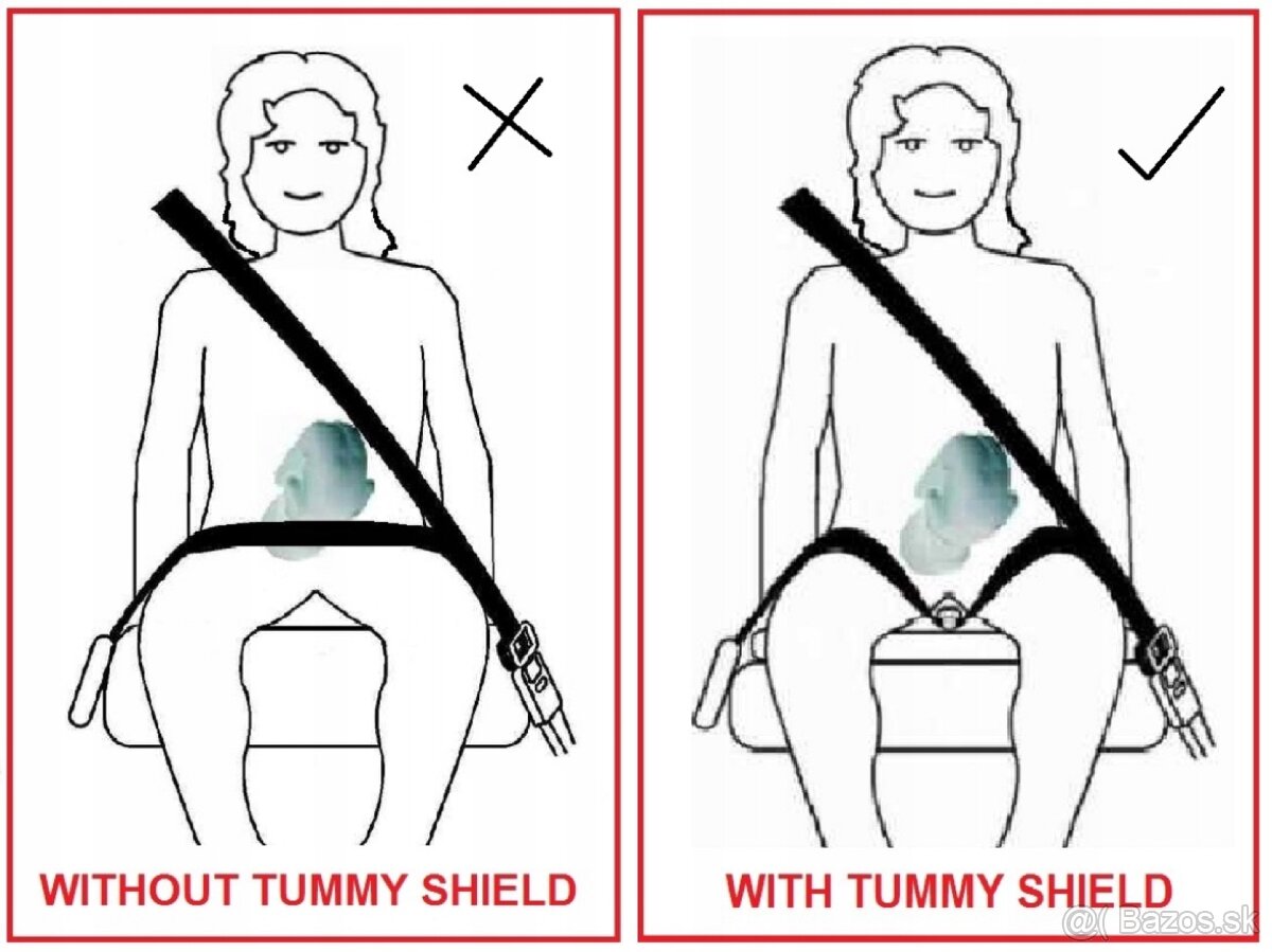 Tummy shield Podsedák pre tehotné ženy, adaptér do auta - 7