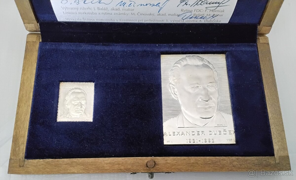 Plaketa a znamka , striebro AG, Dubček - 7