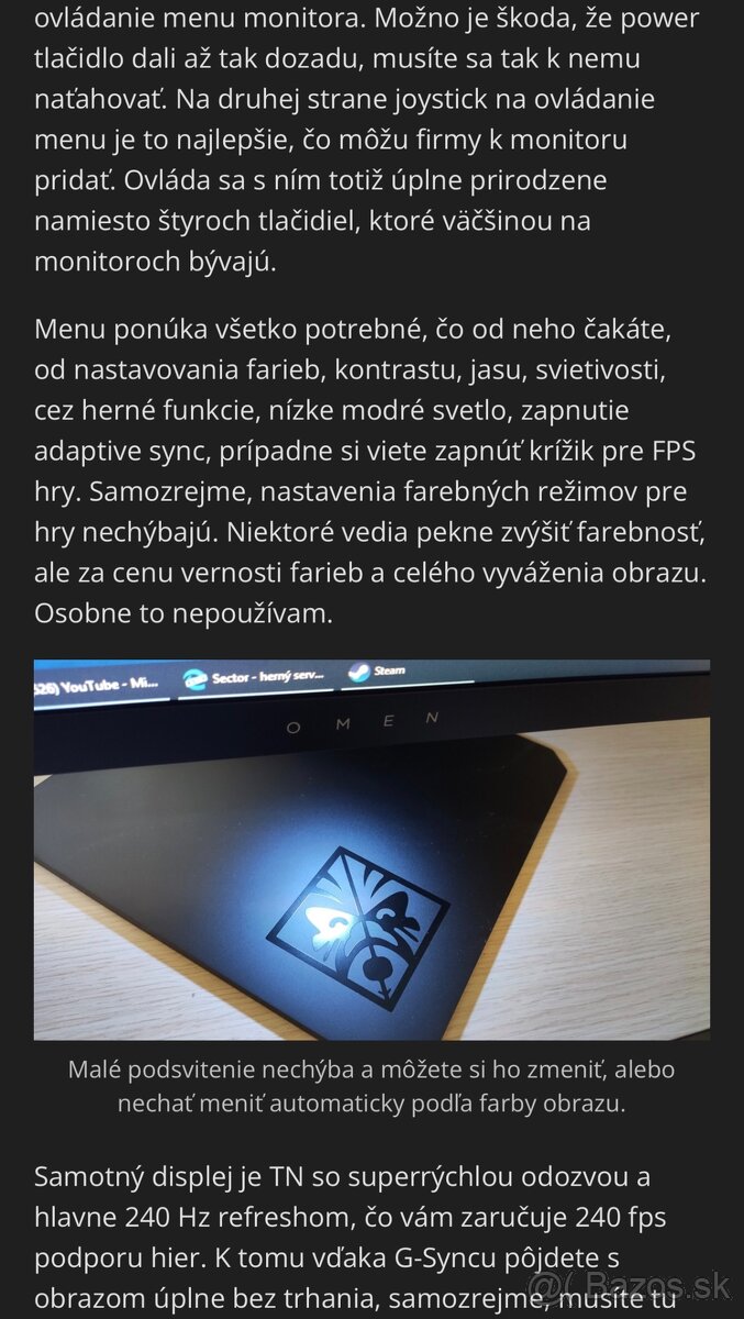 HP OMEN X 25 Gaming Display 240hz - nový - 7
