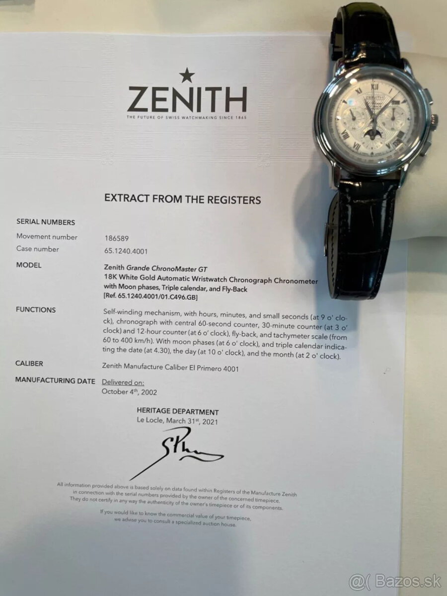 Zenith El Primera Grande ChronoMaster GT Flyback 75018K Gold - 7
