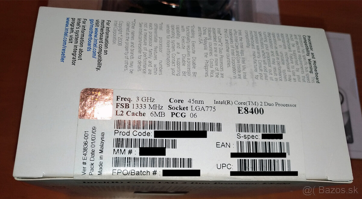 Predám Intel Core 2 Duo E8400 - 7