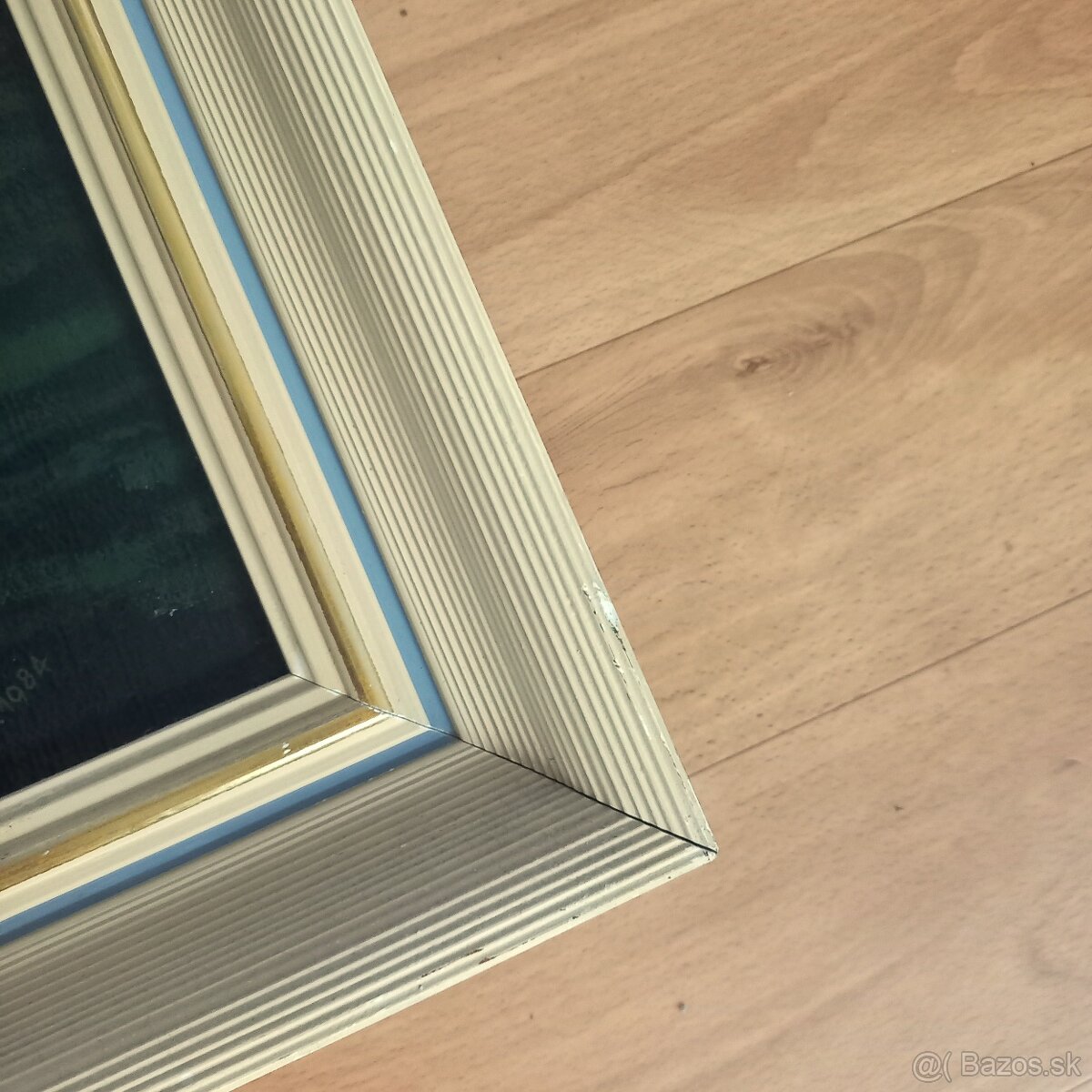 Malovany obraz na platne s drevenym ramom a pozlatenym pasom - 7