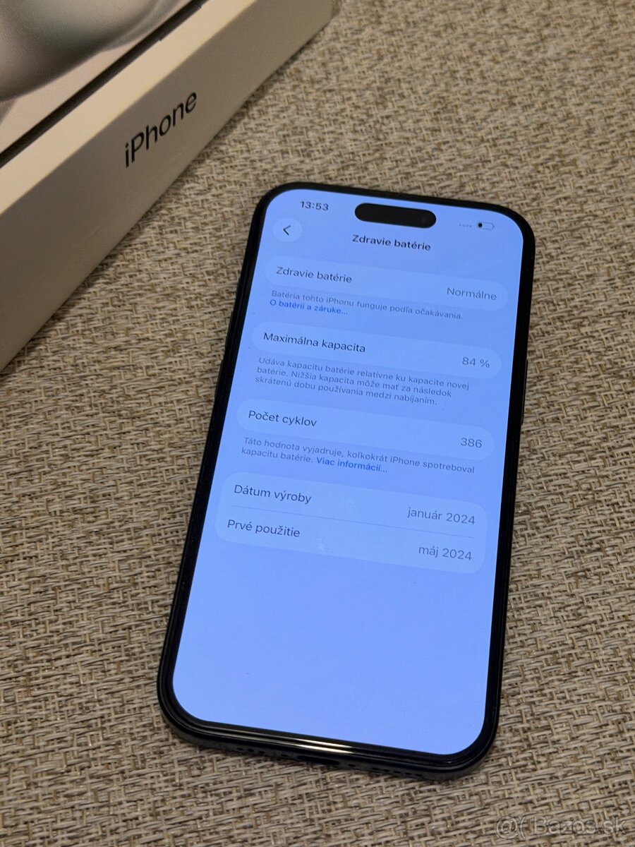 Apple Iphone 15 128Gb - čierny v záruke - Bat 84% - 7
