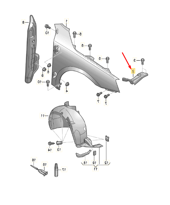 držiak pred blatníka Octavia 3 - 7