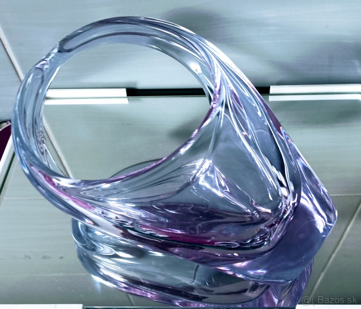 Hutné sklo - váza, košík - 7