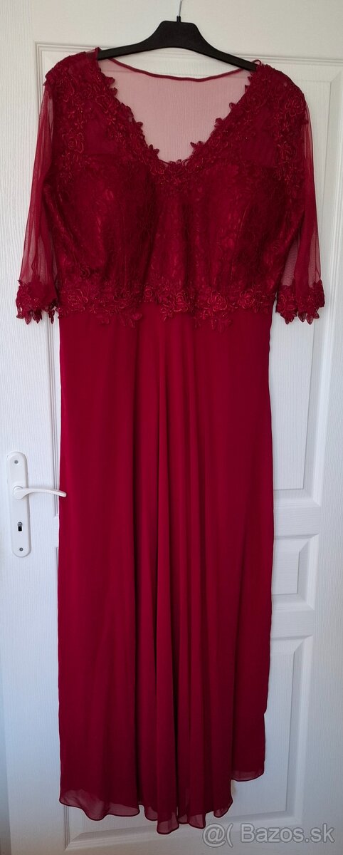 Šaty spoločenské bordo červená 48 - 7