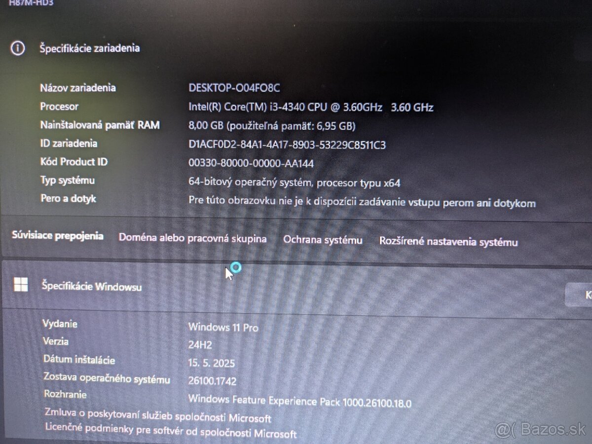 Predám PC s Windows 11 Pro verzii 25H2 SK + WiFi karta - 7
