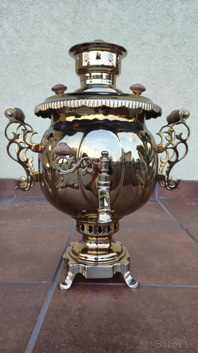 Ruský samovar v zlatej farbe - 7