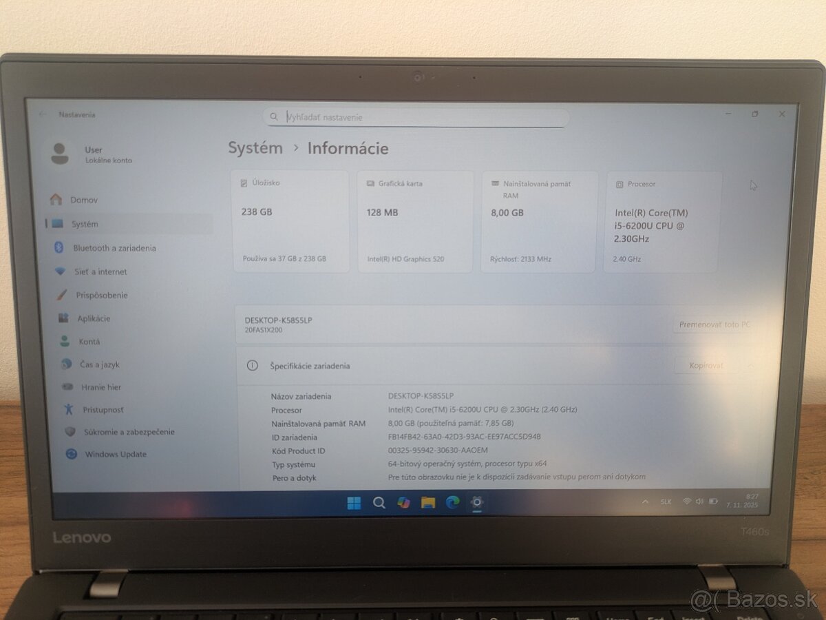 Lenovo Thinkpad T460s (Core i5 / 8 Gb RAM / 256 SSD) - 7