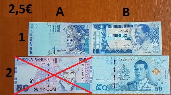 Bankovky 1,5€ - 5€ - 7