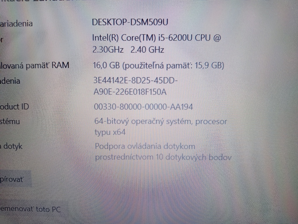 predám Hp probook 650 g2 / dotykový displej / 16gb ram / ssd - 7