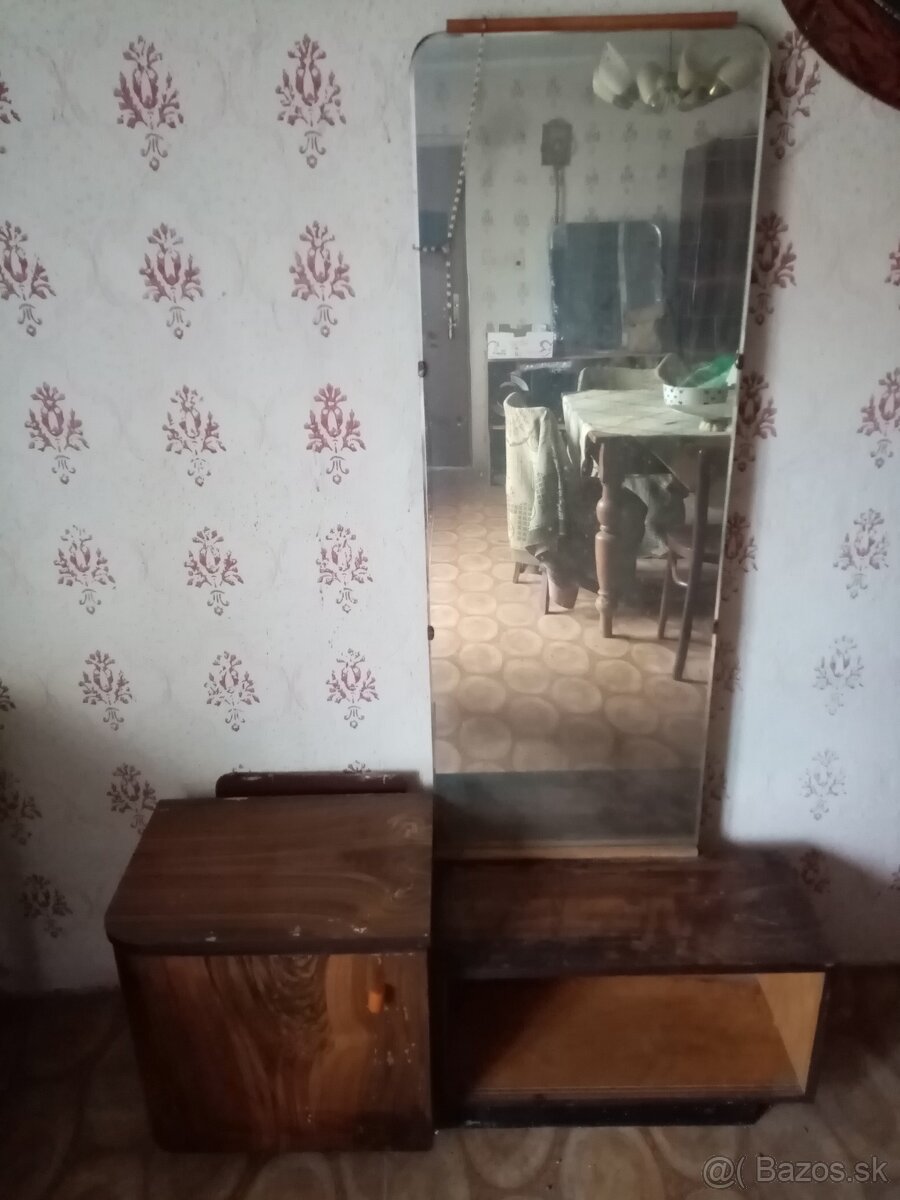 Starožitná komoda, zrkadlová skrinka - 7