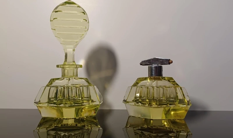 Krásna uranová Art Deco súprava - 7