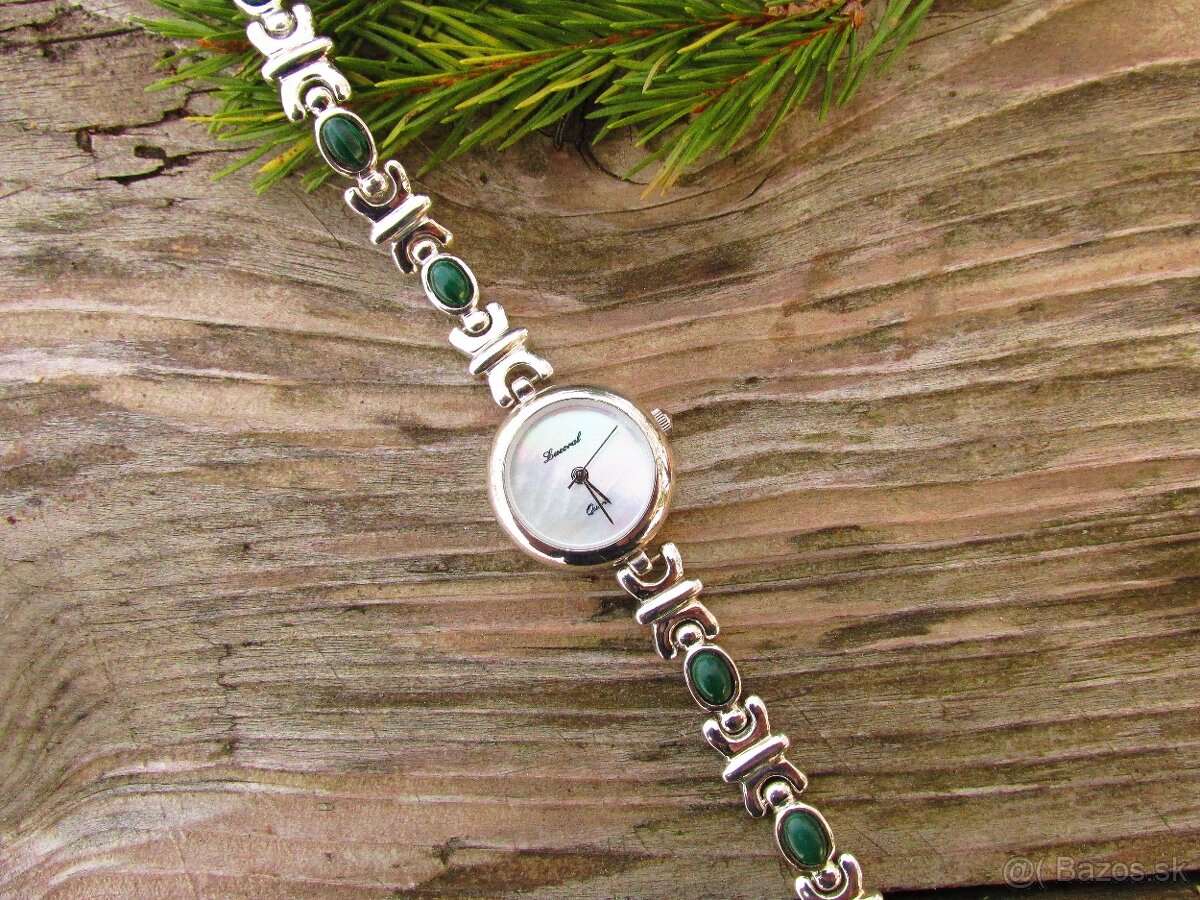 Dámske strieborné hodinky s Malachitom, Ag 925 - 7