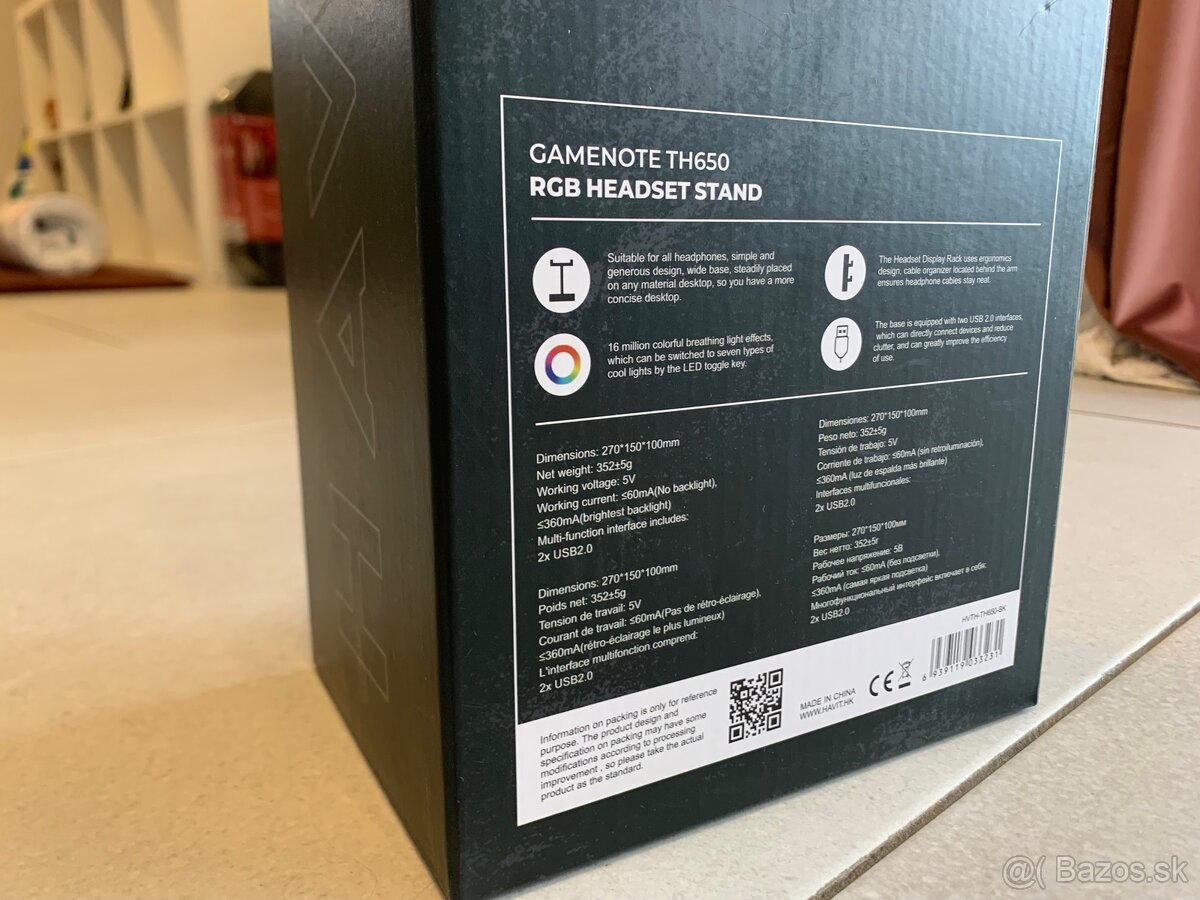NOVÝ - Stojan na slúchadlá Havit TH650 s RGB podsvietením - 7