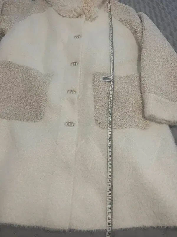 Kremovy kabat,/vlna, angora/ vel. UNI - 7