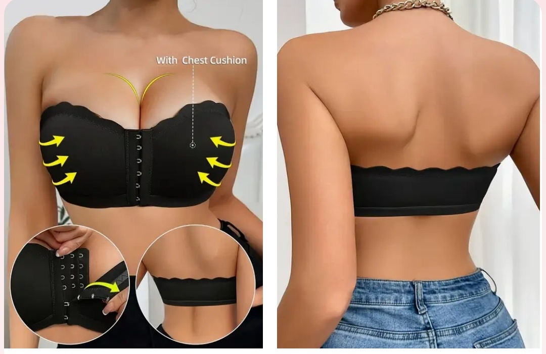 Čierna podprsenka bez ramienok - 7