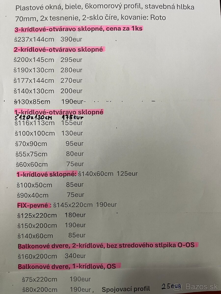 Plastové balkonové dvere 2-krídlové,biele,nové - 7