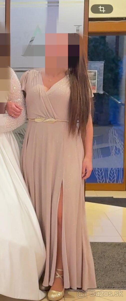 Zlaté spoločenské šaty dlhé - 7