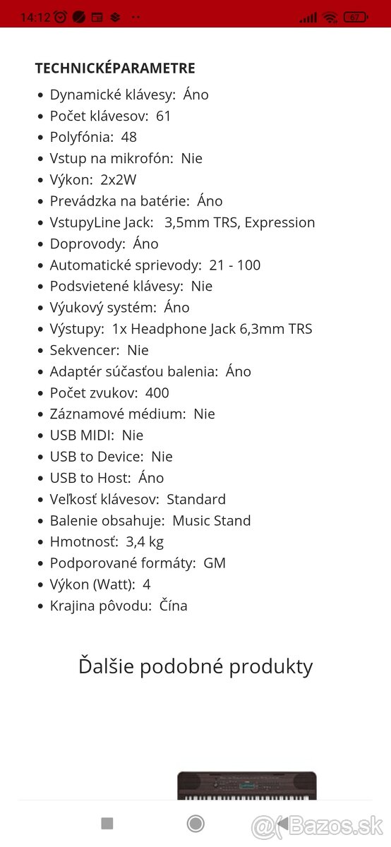 Predám elektrické klávesy , keyboard - 7