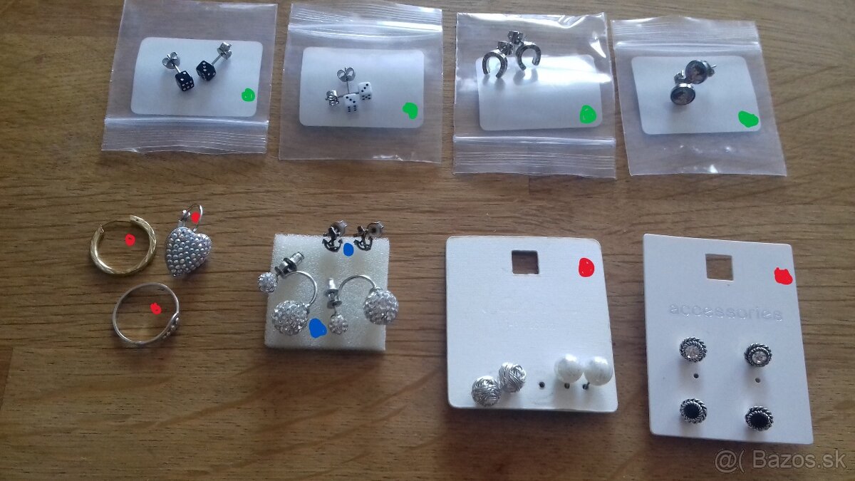 Náušnice striebro, chirurgická ocel NOVÉ - 7