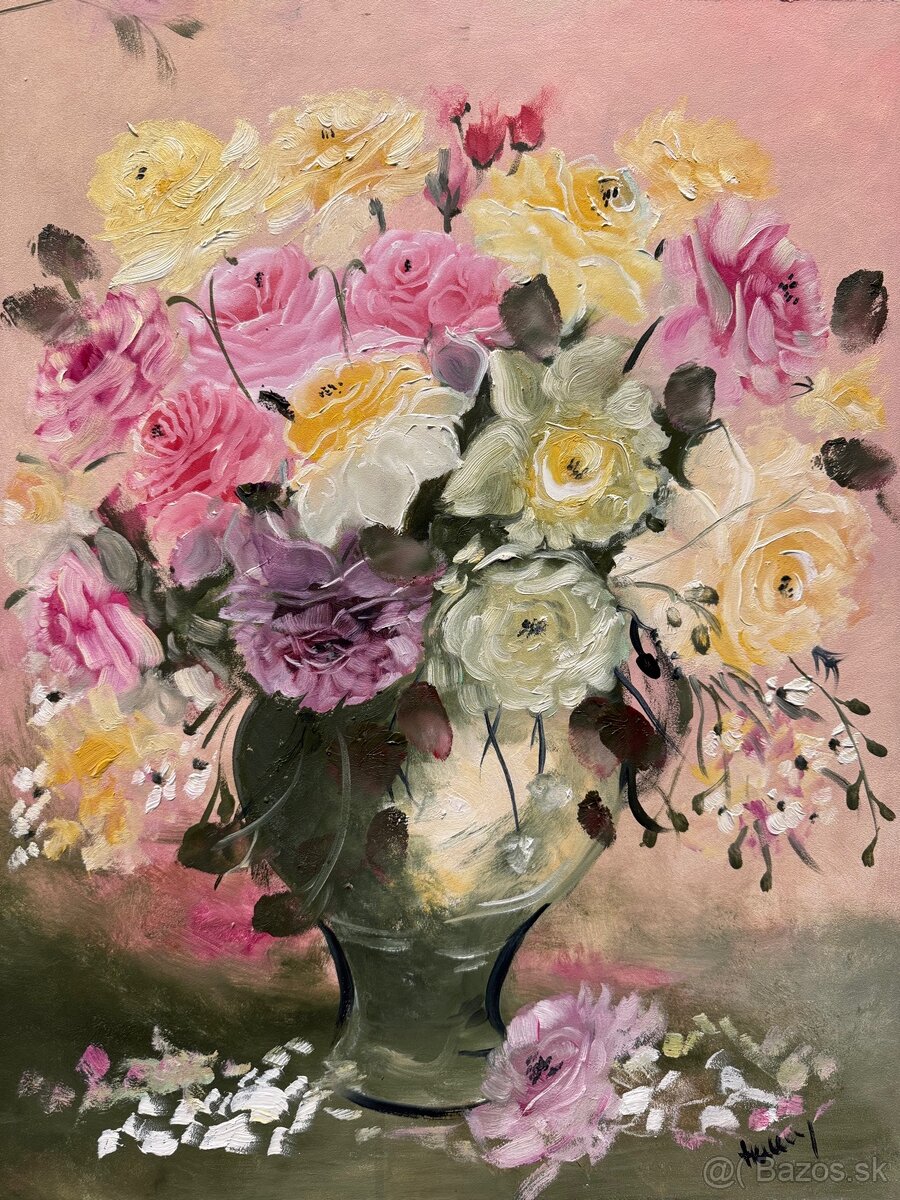 Olejomaľby kvetov vhodné ako dar - 7