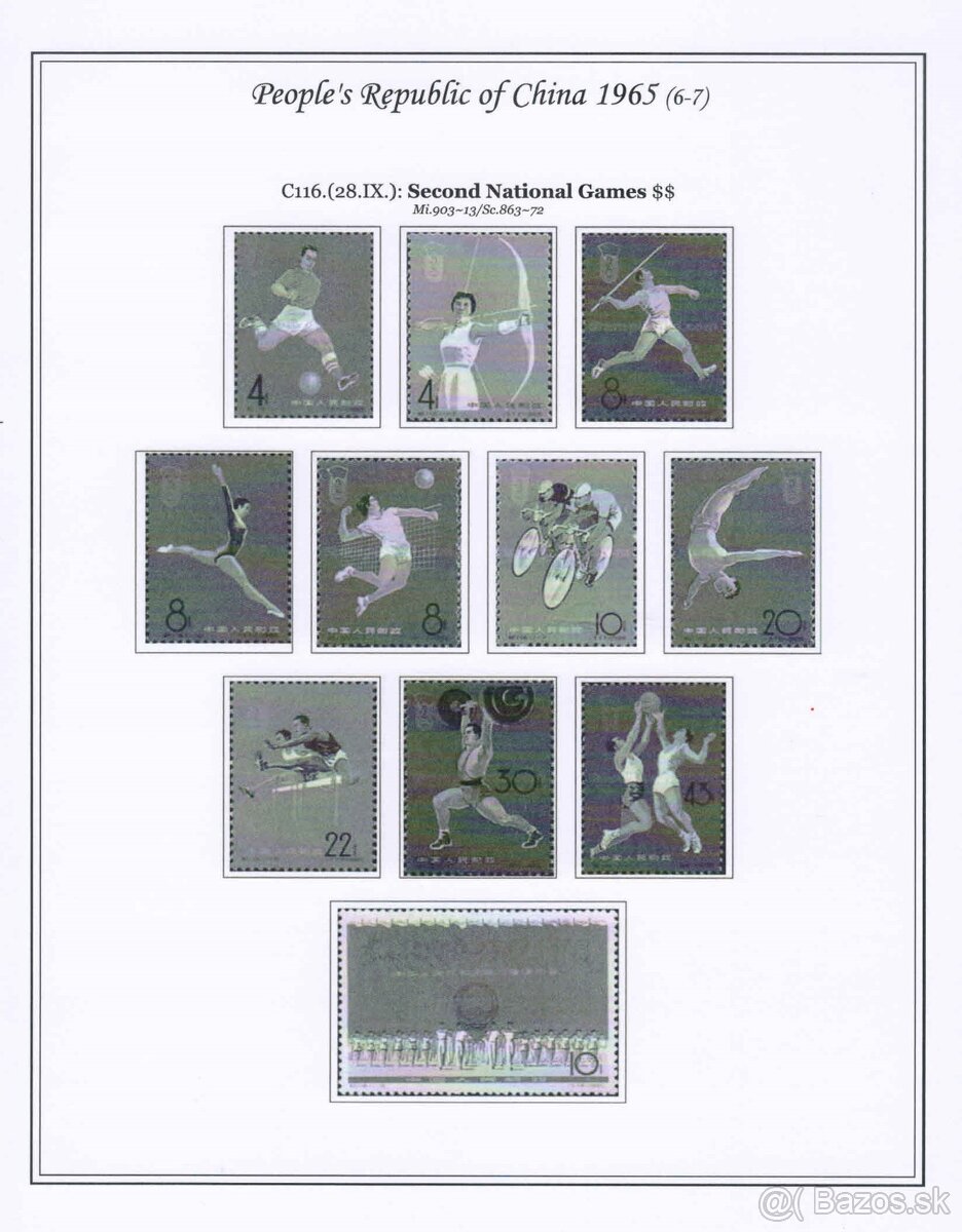 Poštové známky, filatelia: Čína 1961-70, albumové listy - 7