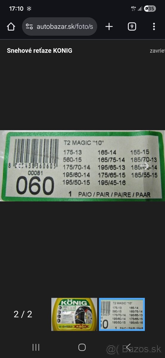 Snehové samonapínacie reťaze König T2 Magic - 7