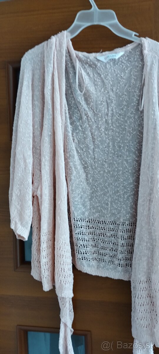 Ružové spoločenské šaty v. 38 a sveter, - 7